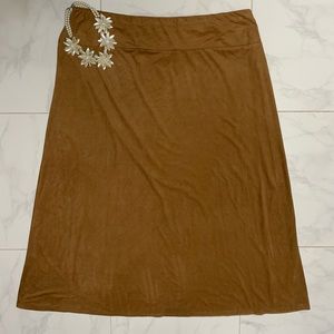 Avenue Long Brown Faux Suede Skirt
